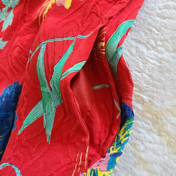 Vintage UMI Collection by Anne Crimmins Silk Skirt Red Floral Size 14 Hong Kong - Picture 7 of 11